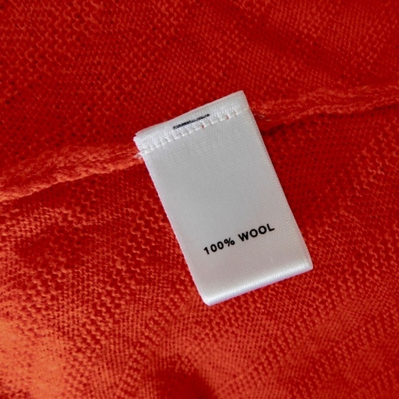 ST. JOHN Red Orange Cowl Neck Wool Asymmetrical Pullover Sweater Knitwear Medium - Picture 10 of 12